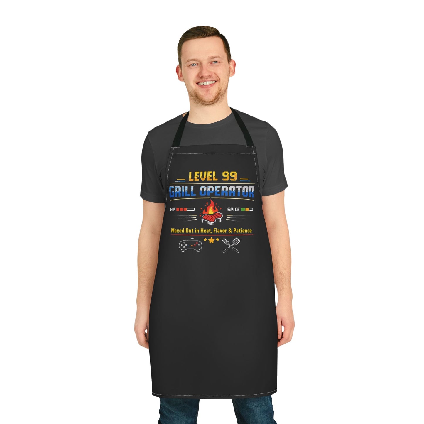 Level 99 Grill Operator Apron — Funny Gamer BBQ Chef Gift