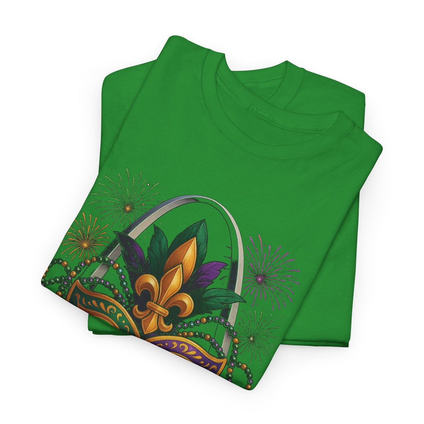 Mardi Gras Graphic T-Shirt — Festive Mask & Beads Tee