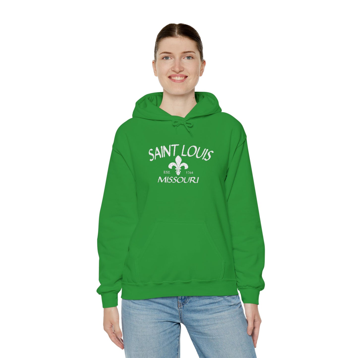 Saint Louis Missouri Embroidered Hoodie — White Lettering Printify