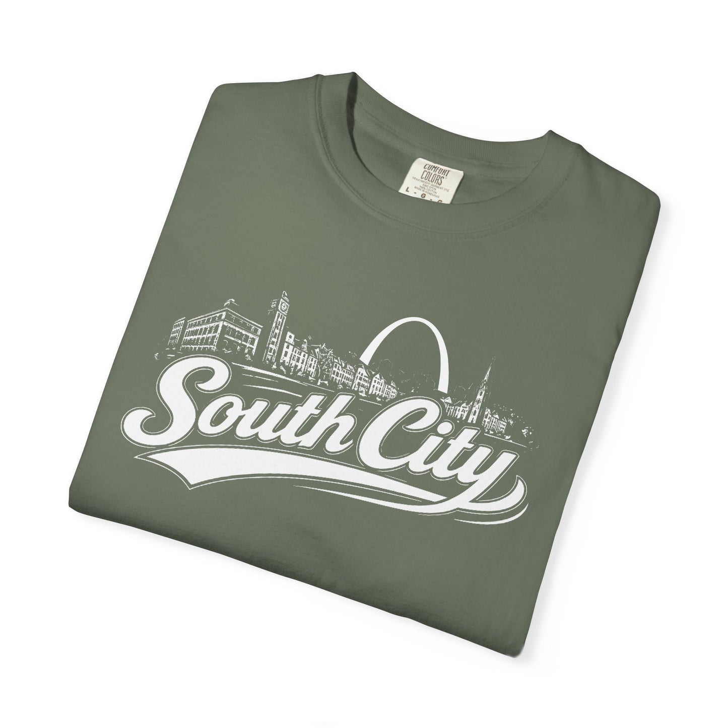 South City St. Louis Shirt Comfort Colors Tee | STL Arch Skyline Graphic | Vintage South City T‑Shirt | Saint Louis Neighborhood Apparel