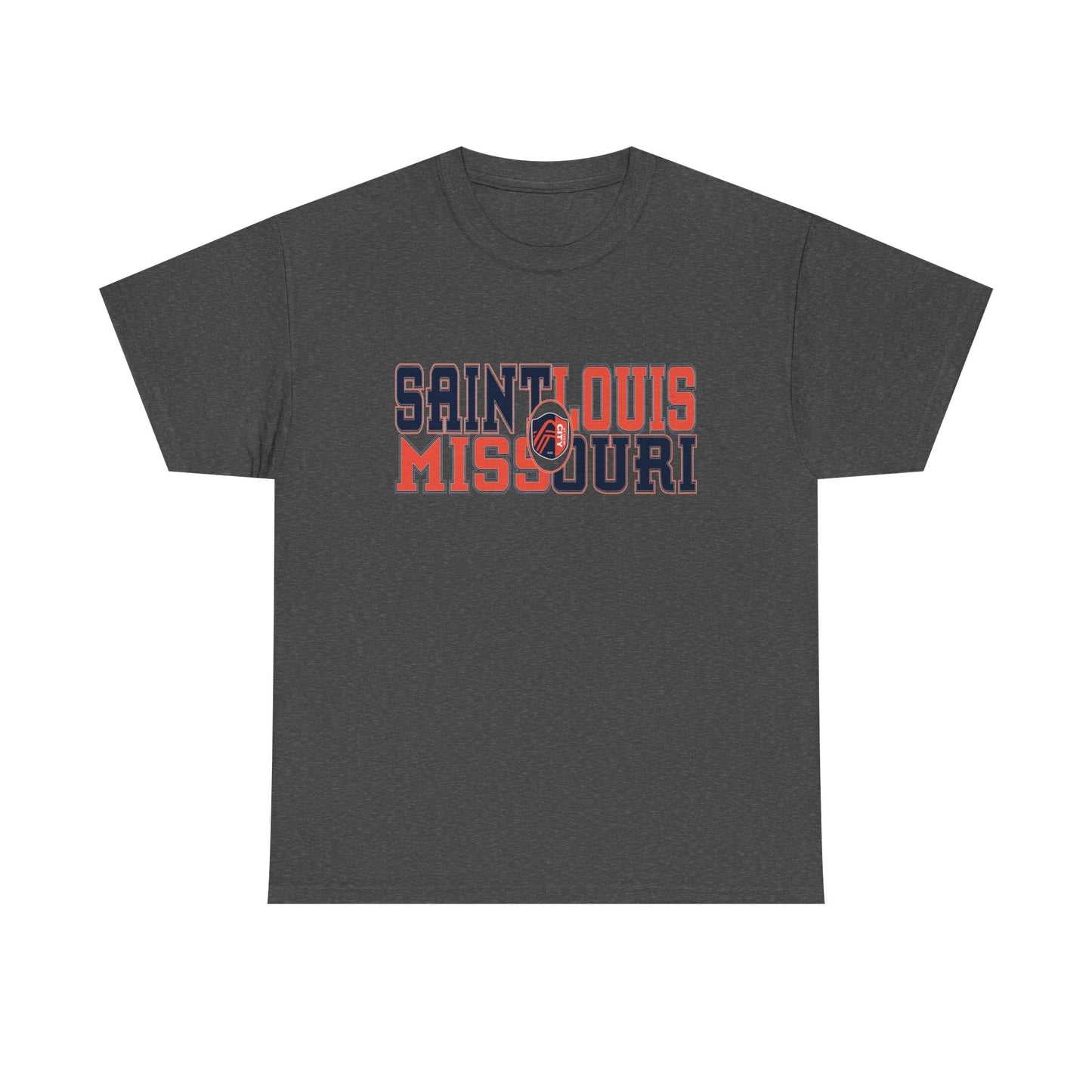 Saint Louis Missouri Tee in Blue and Red Font