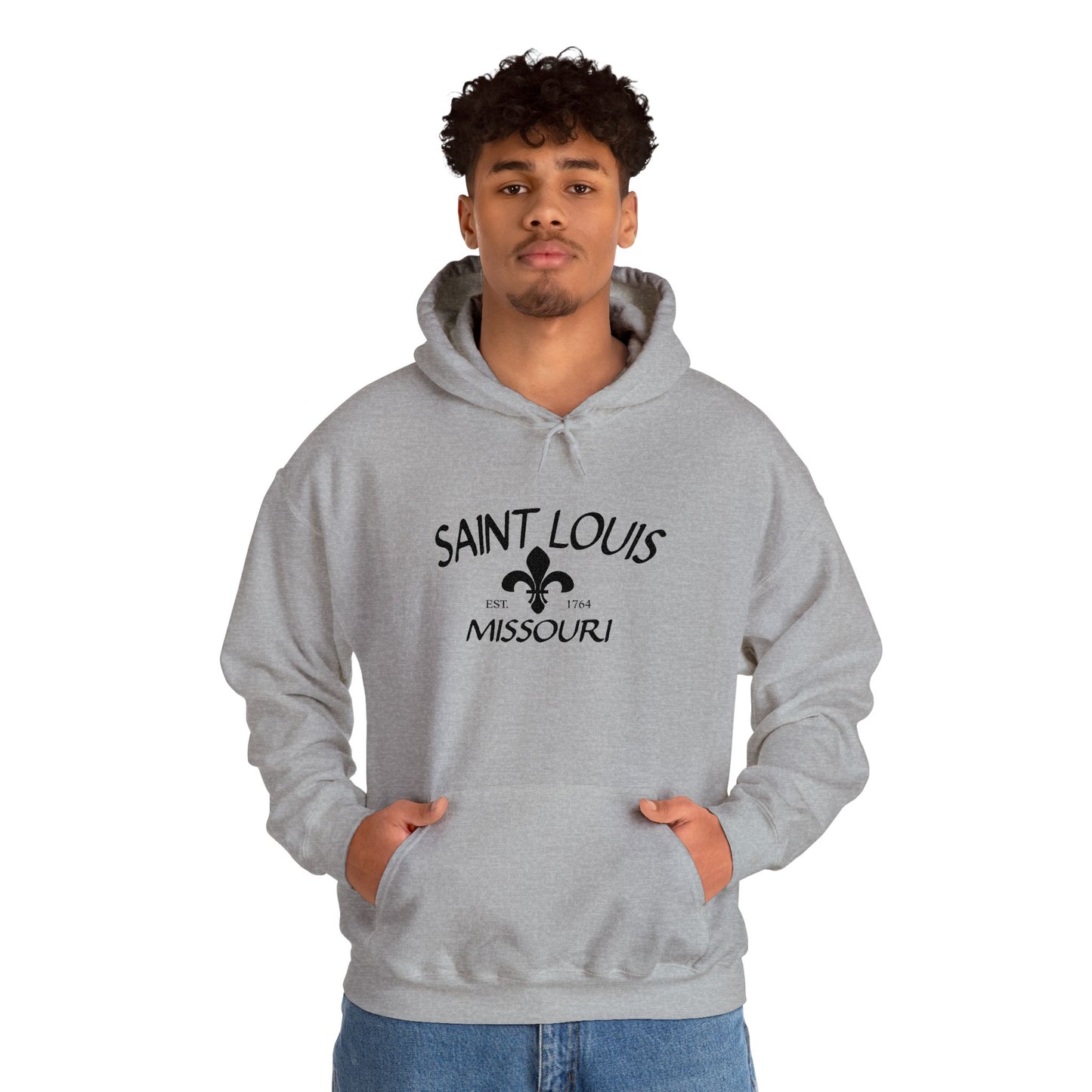 Saint Louis Missouri Embroidered Hoodie (Black Lettering)