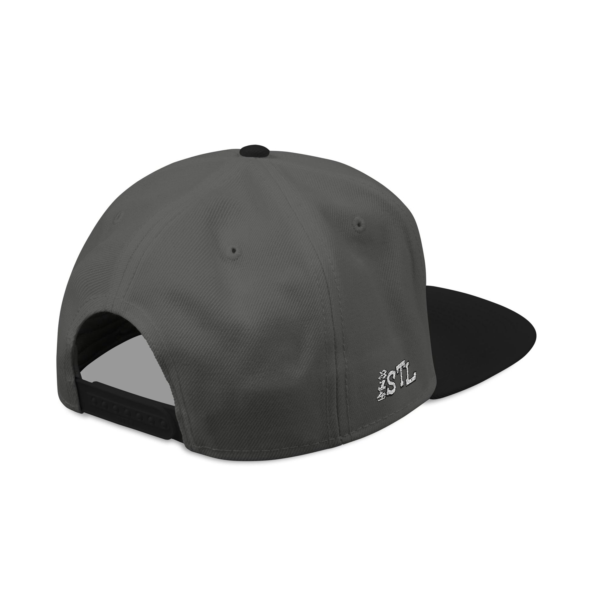 STL Embroidered Snapback Hat-Red & Black Lettering Printify