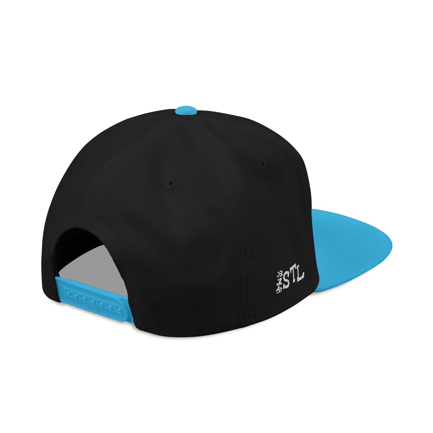 STL Embroidered Snapback Hat- Black & White Lettering Printify