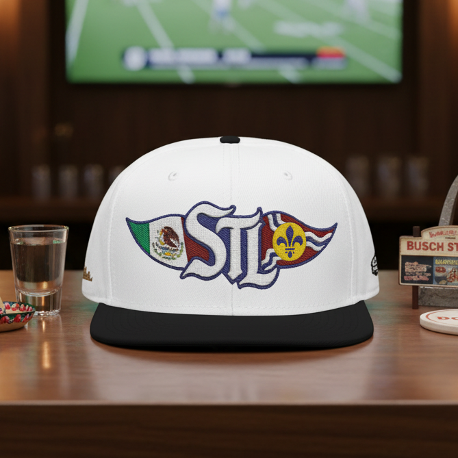 STL Logo Hat | Otto 125‑978 | Mexico Flag & St. Louis Flag | Embroidered Baseball Cap | Local Pride Apparel