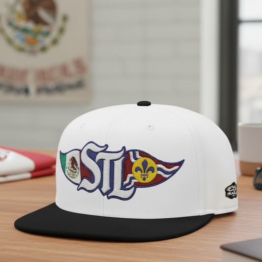 STL Logo Hat | Otto 125‑978 | Mexico Flag & St. Louis Flag | Embroidered Baseball Cap | Local Pride Apparel