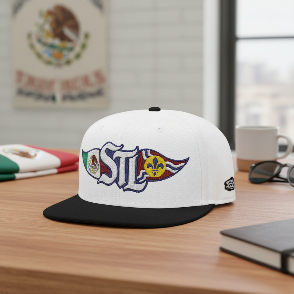 STL Logo Hat | Otto 125‑978 | Mexico Flag & St. Louis Flag | Embroidered Baseball Cap | Local Pride Apparel