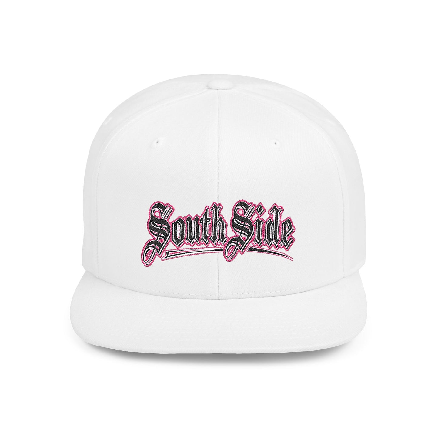 South Side Flat Bill Snapback Pink outline Printify