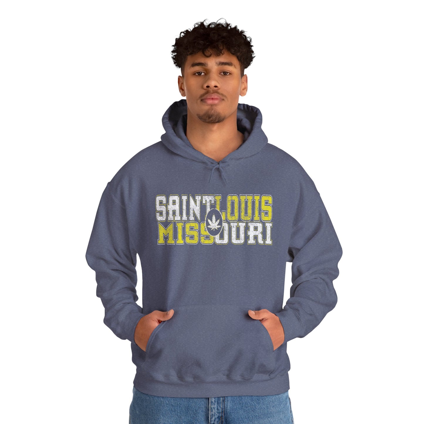 Saint Louis Missouri Hoodie – Retro Collegiate Design with Leaf Emblem