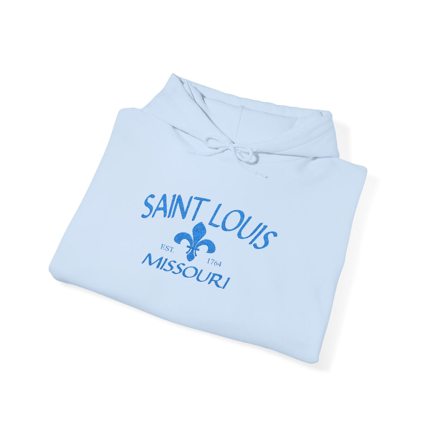 Saint Louis Embroidered Hoodie — Blue Lettering
