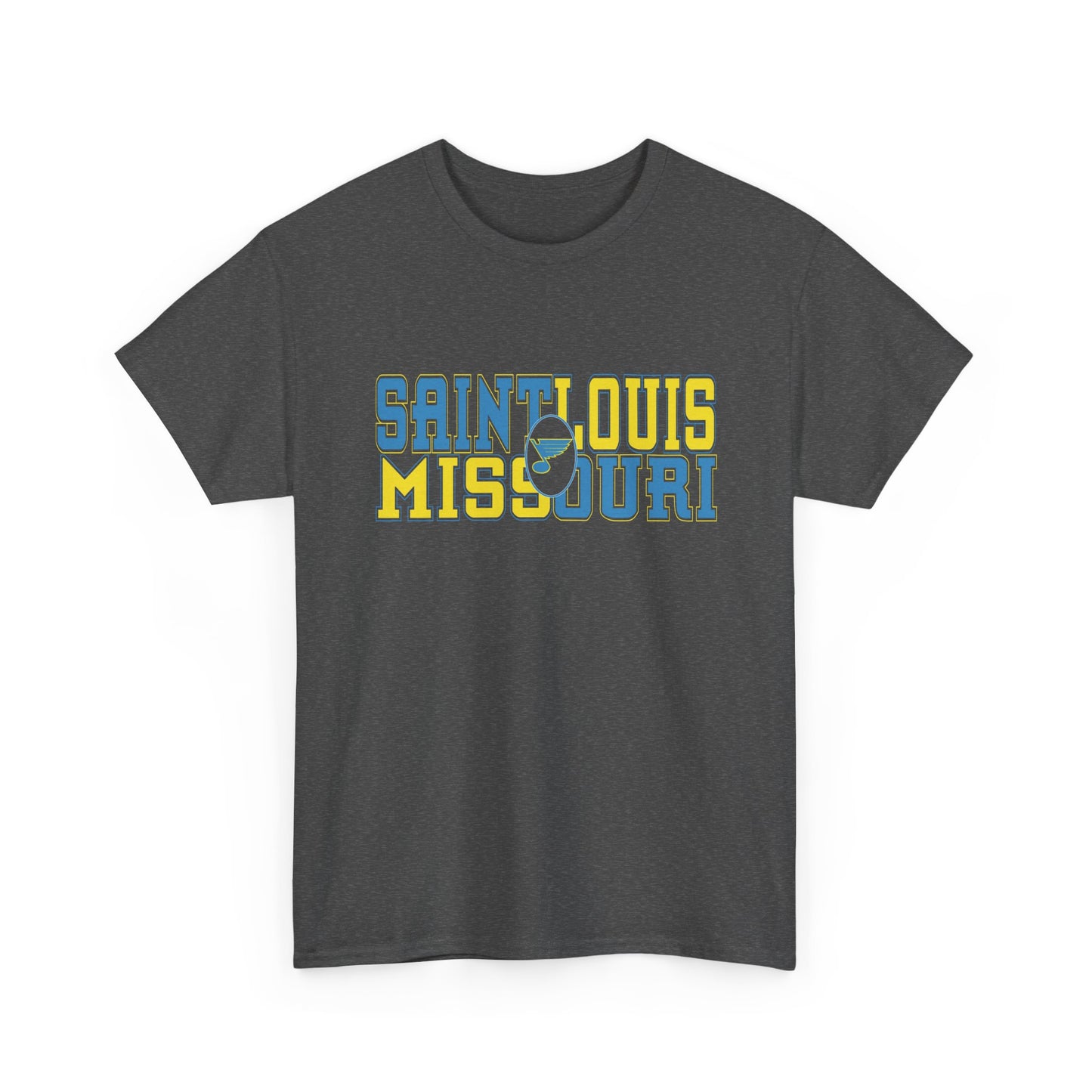 Saint Louis Missouri Tee in Blue & Gold Font