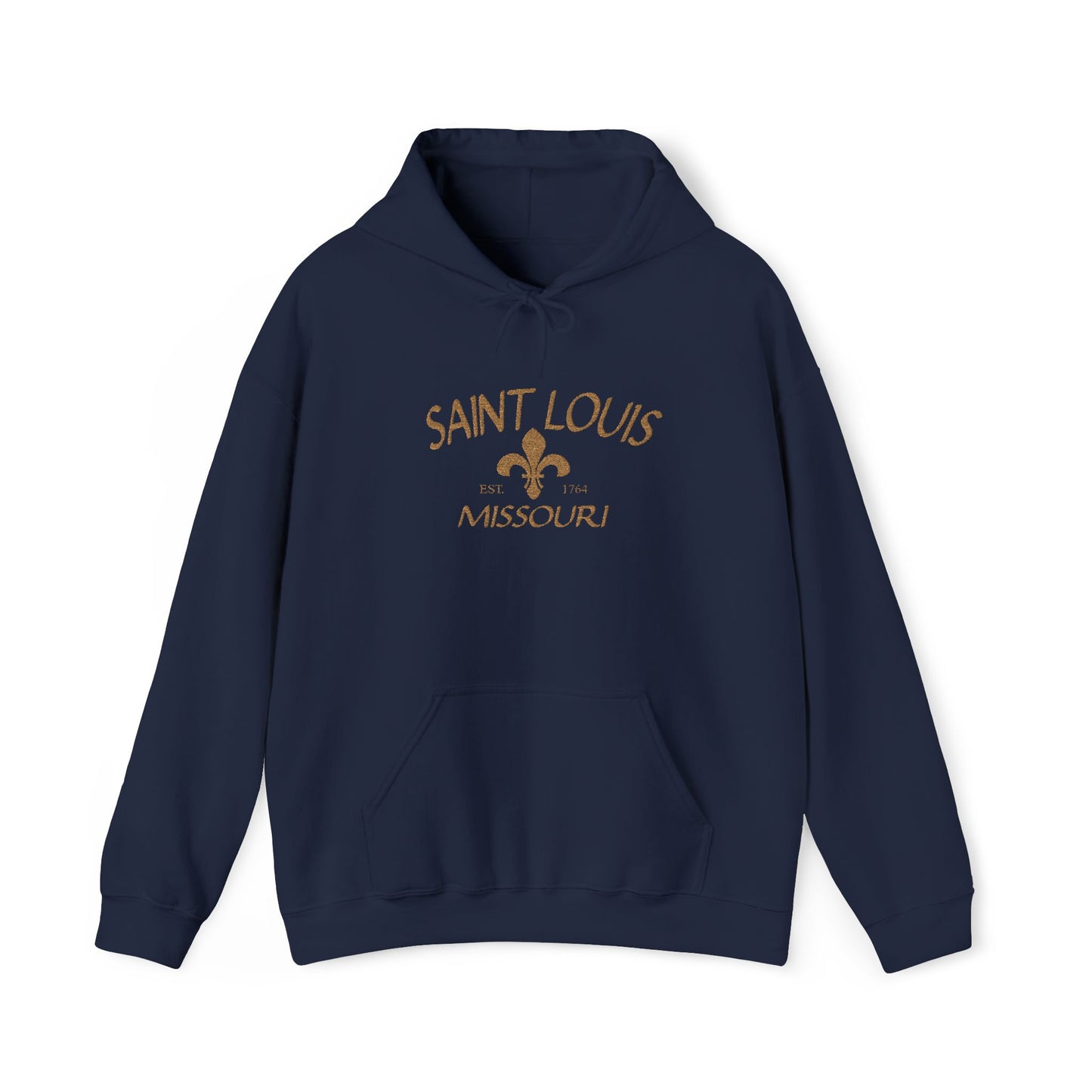 Saint Louis Missouri Embroidered Hoodie — Brown Lettering