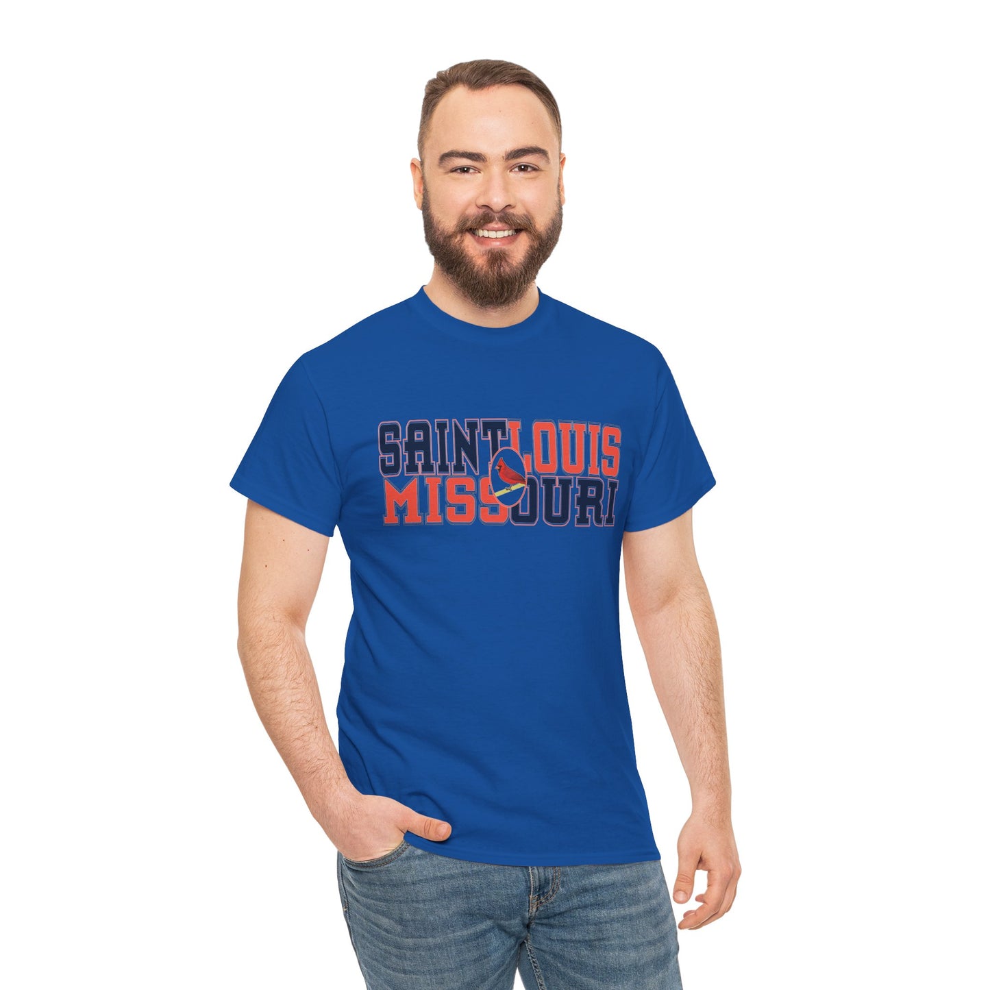 Saint Louis Tee in Red and Blue Lettering