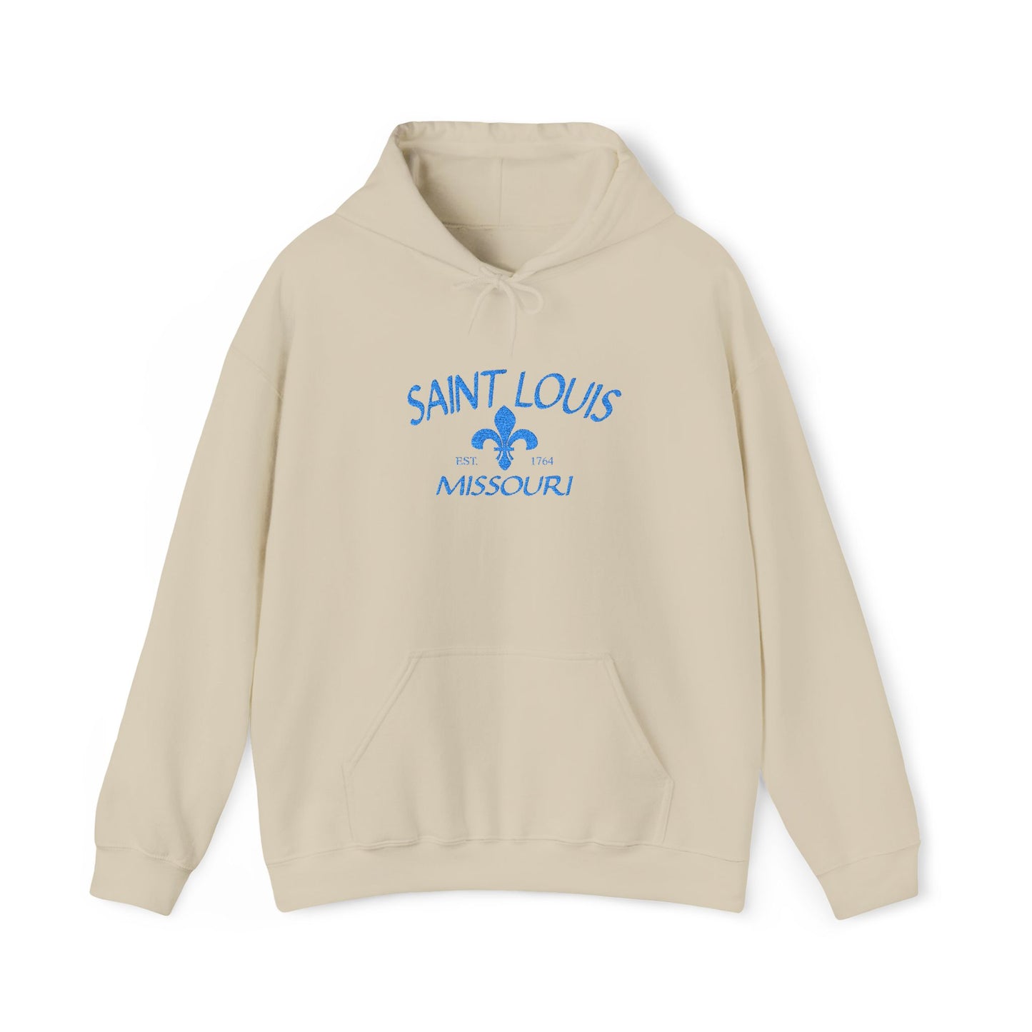 Saint Louis Embroidered Hoodie — Blue Lettering