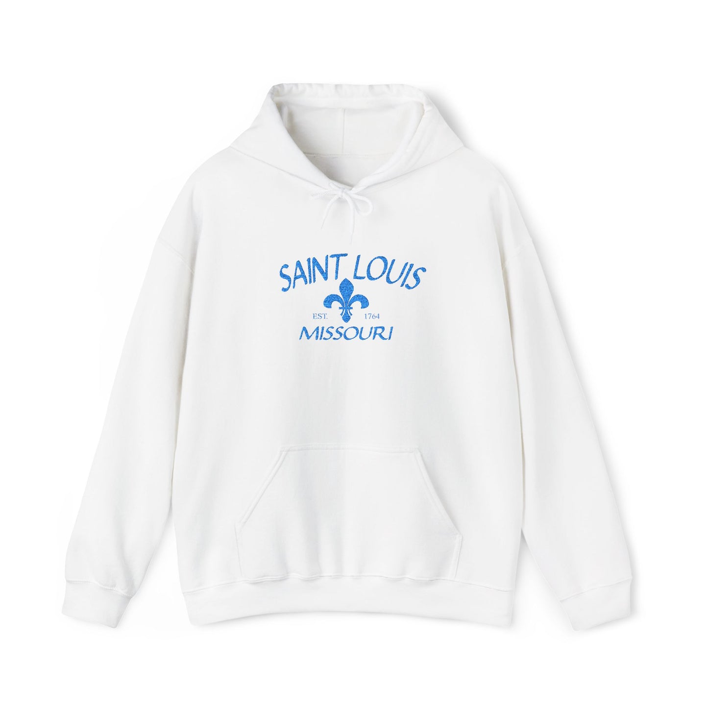 Saint Louis Embroidered Hoodie — Blue Lettering