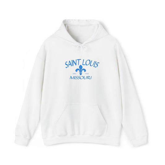 Saint Louis Embroidered Hoodie — Blue Lettering