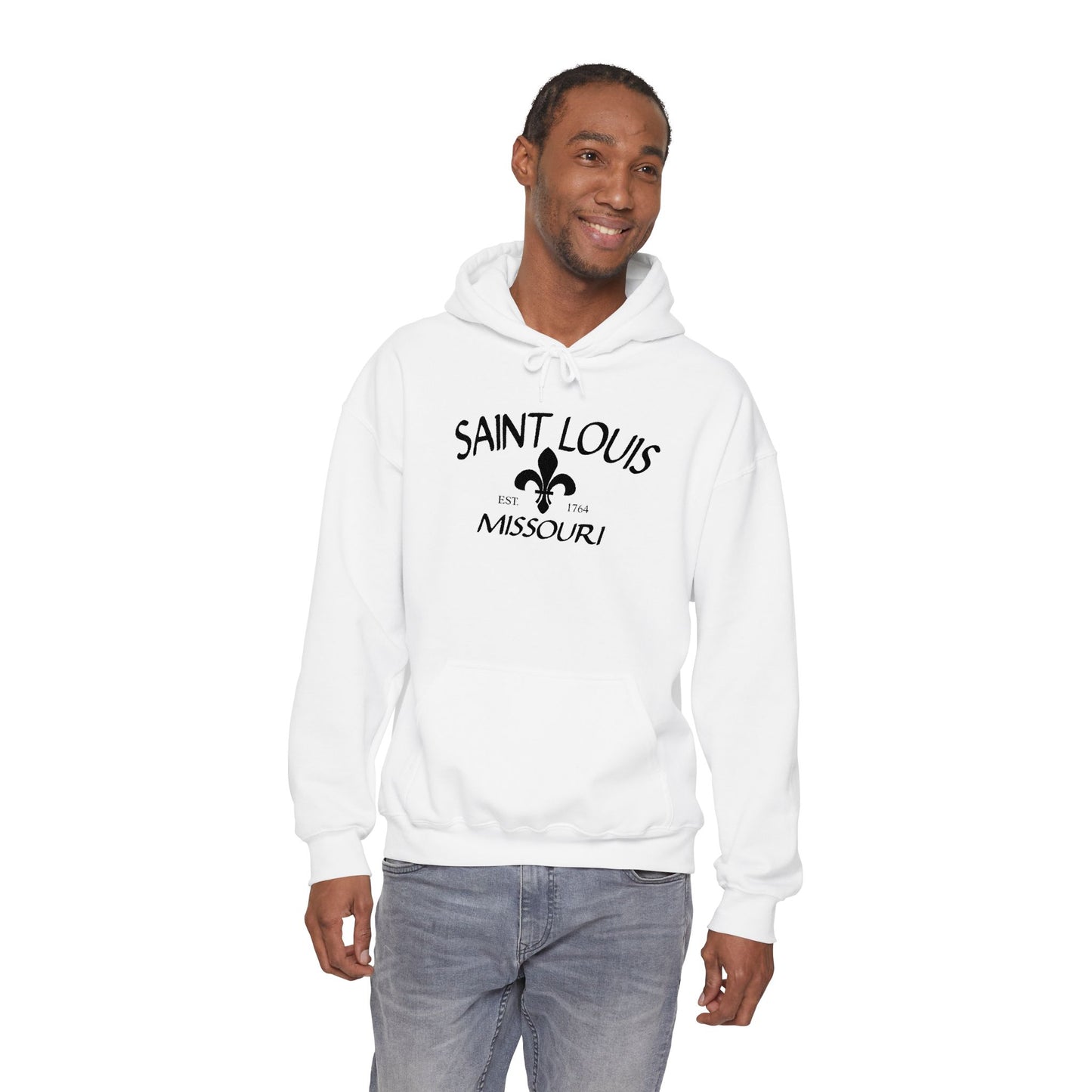 Saint Louis Missouri Embroidered Hoodie (Black Lettering)