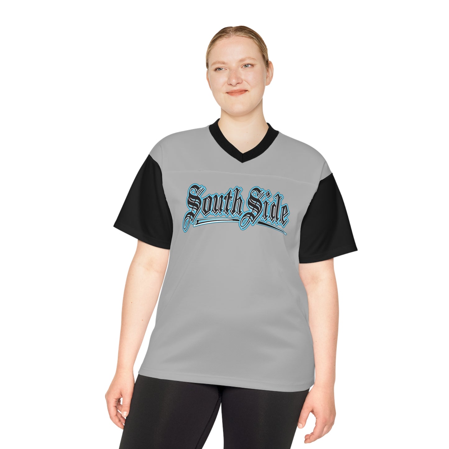 South Side Unisex Football Jersey (AOP) Grey & Black