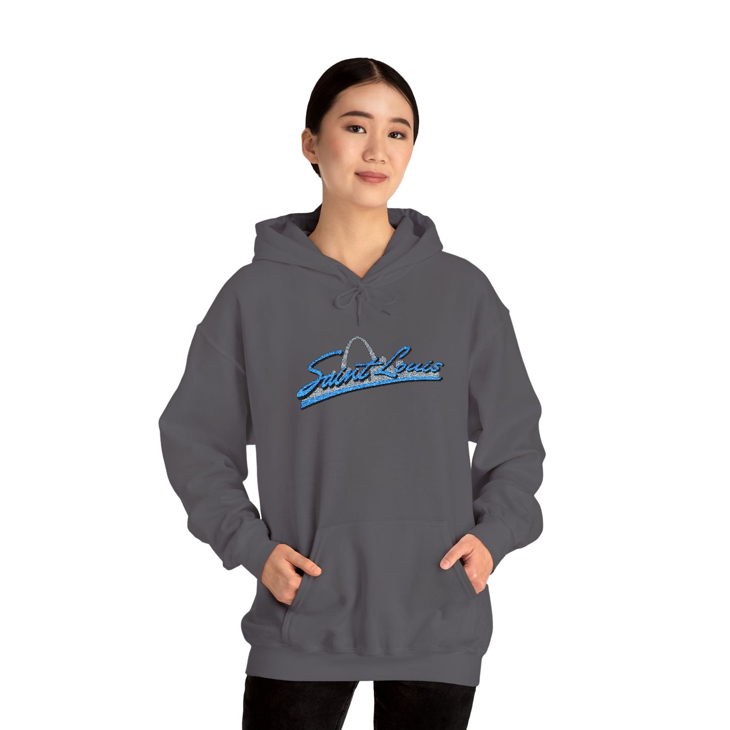 Embroidered Hoodie- Saint Louis Printify