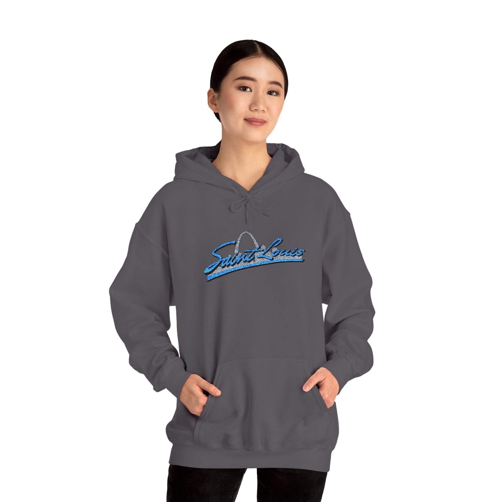 Embroidered Hoodie- Saint Louis Printify