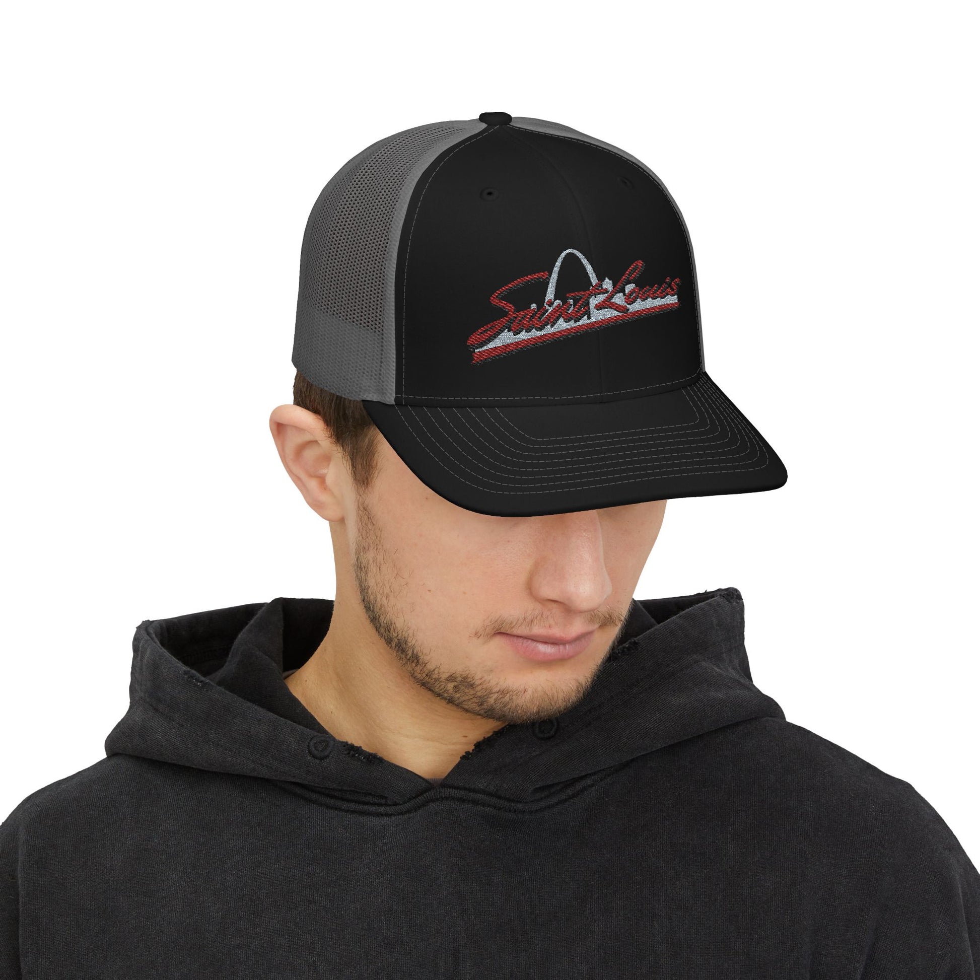 Embroidered Snapback Trucker Cap - Saint Louis Logo Printify