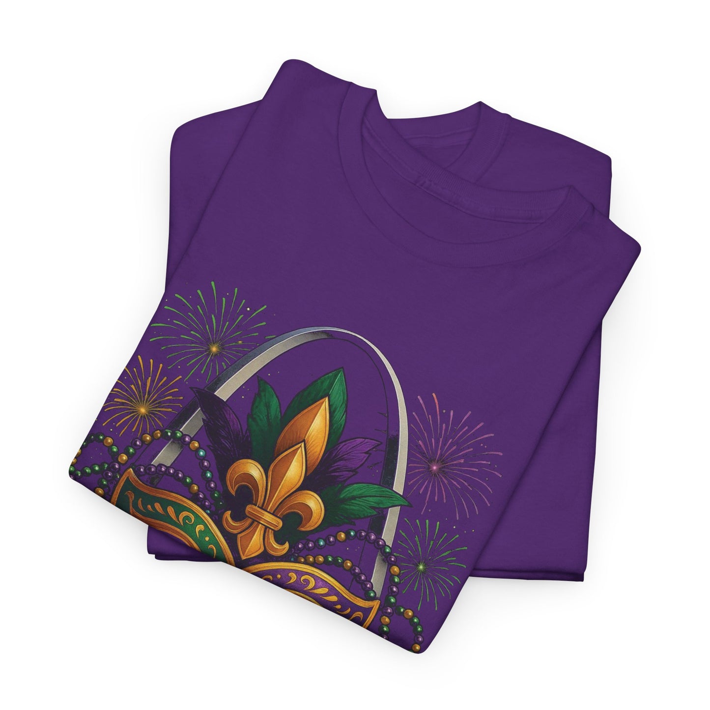 Mardi Gras Graphic T-Shirt — Festive Mask & Beads Tee
