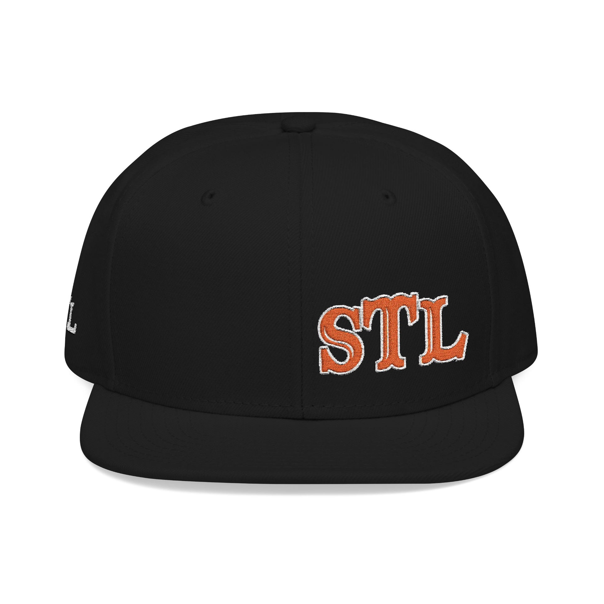 STL Embroidered Snapback Hat-Orange & White Lettering Printify