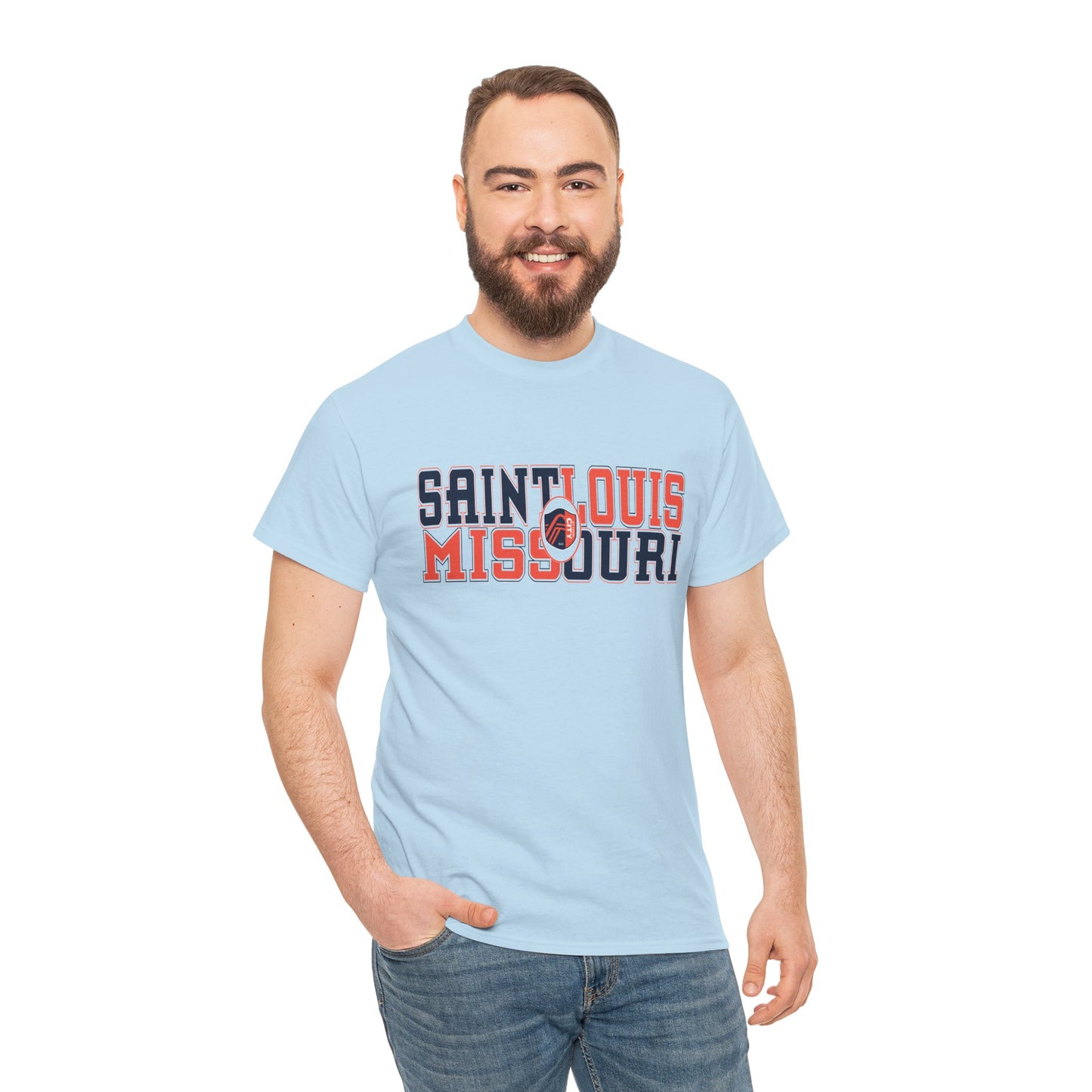 Saint Louis Missouri Tee in Blue and Red Font