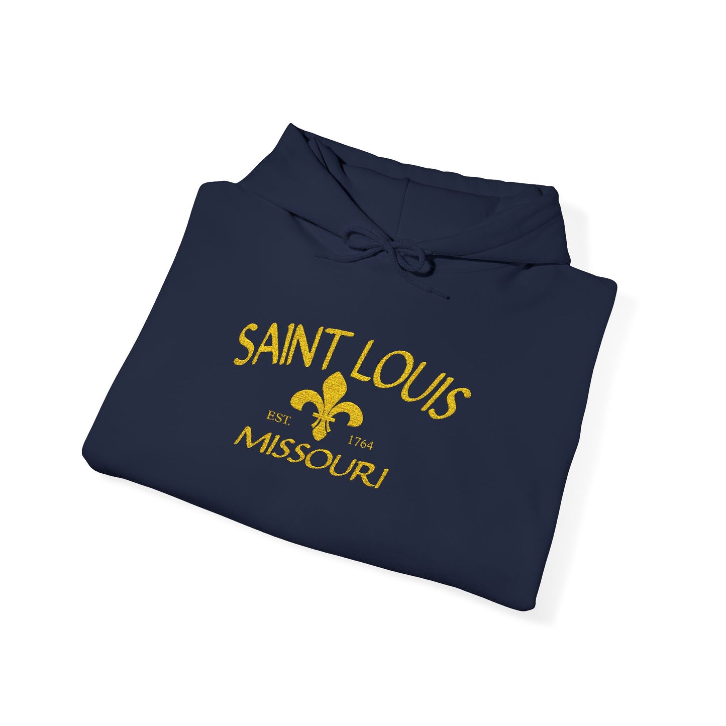 Embroidered Hoodie-Saint Louis Missouri (Yellow Lettering) Printify