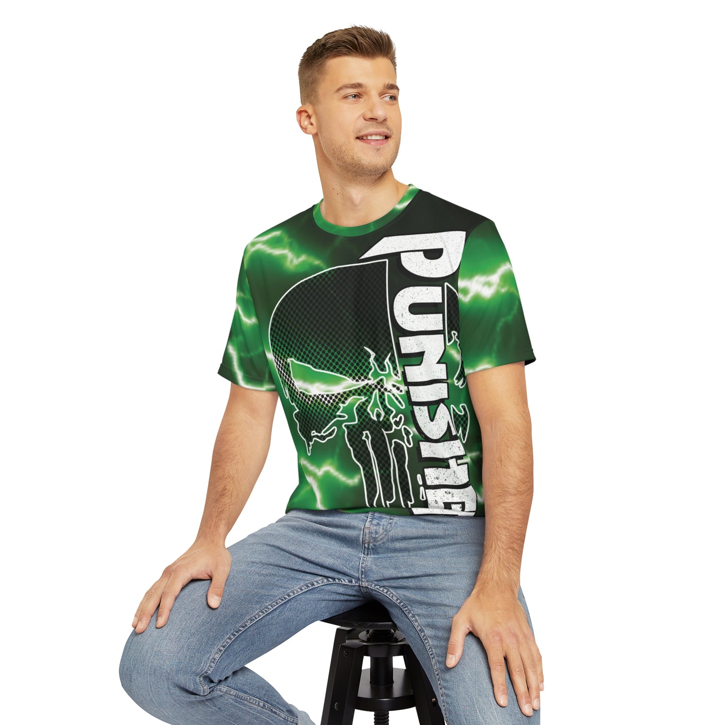 Men's Tee - Punisher Style Graphic All Over Print T-Shirt