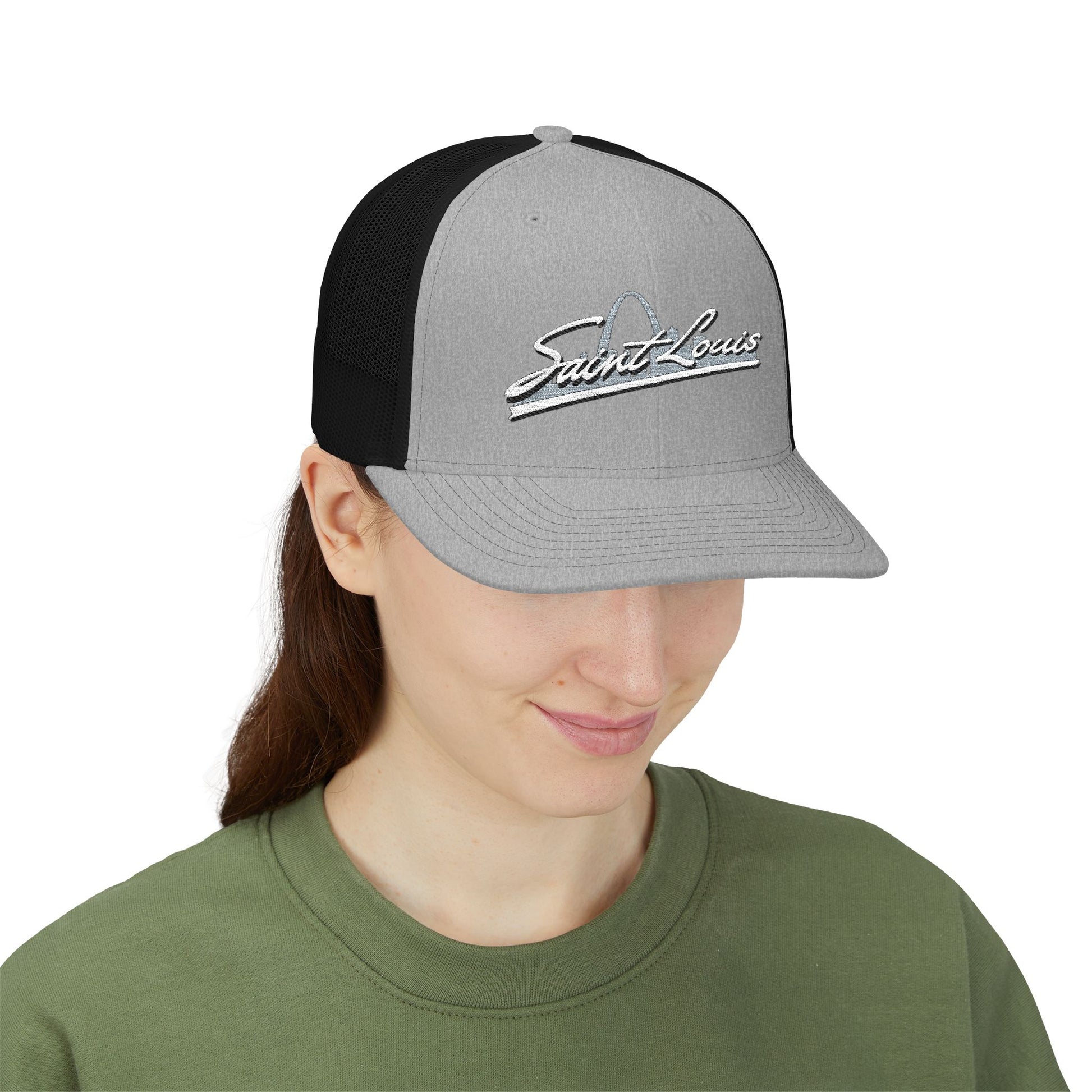 Embroidered Snapback Trucker Cap - Saint Louis Logo Printify