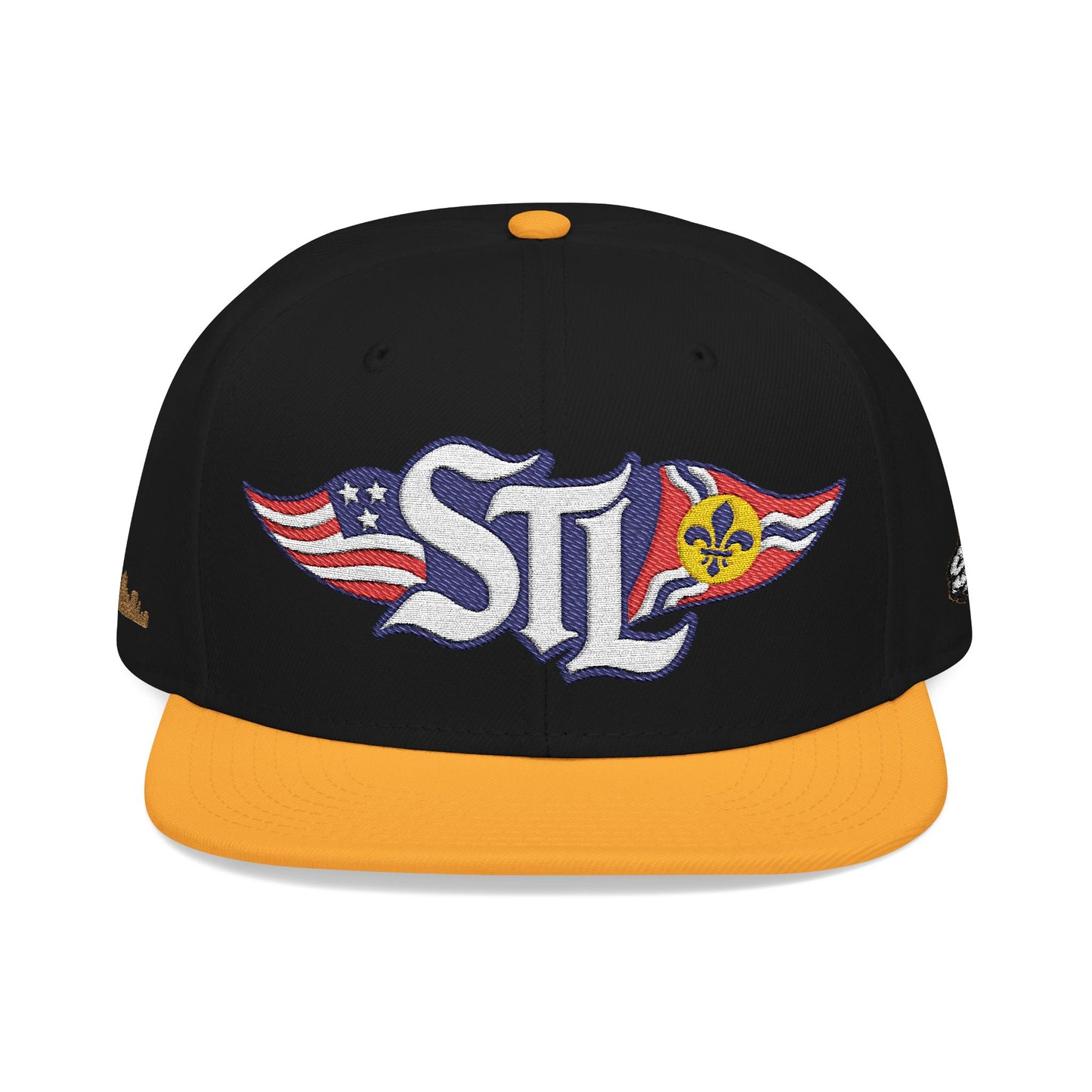 Otto 125‑978 STL Pride Embroidered Hat – Saint Louis Flag, American Flag & Gold Skyline