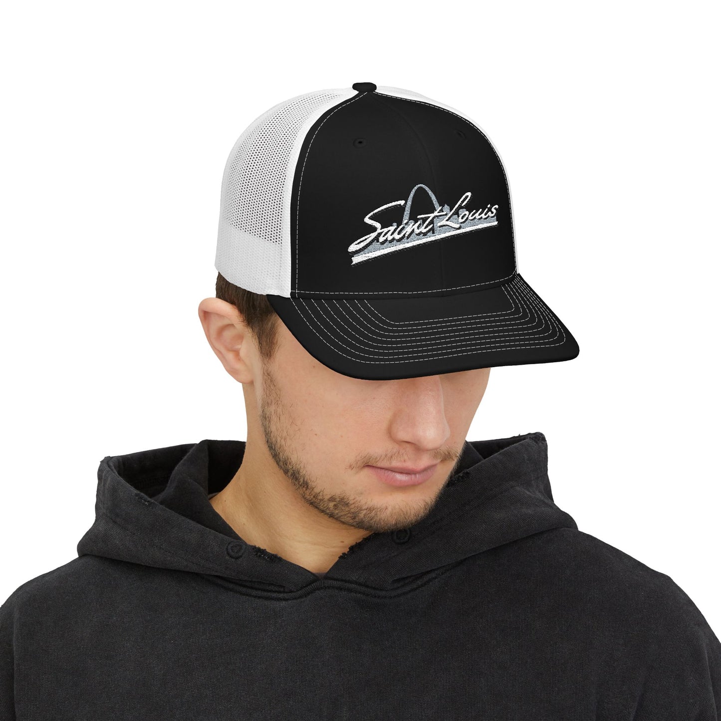 Embroidered Snapback Trucker Cap - Saint Louis Logo Printify