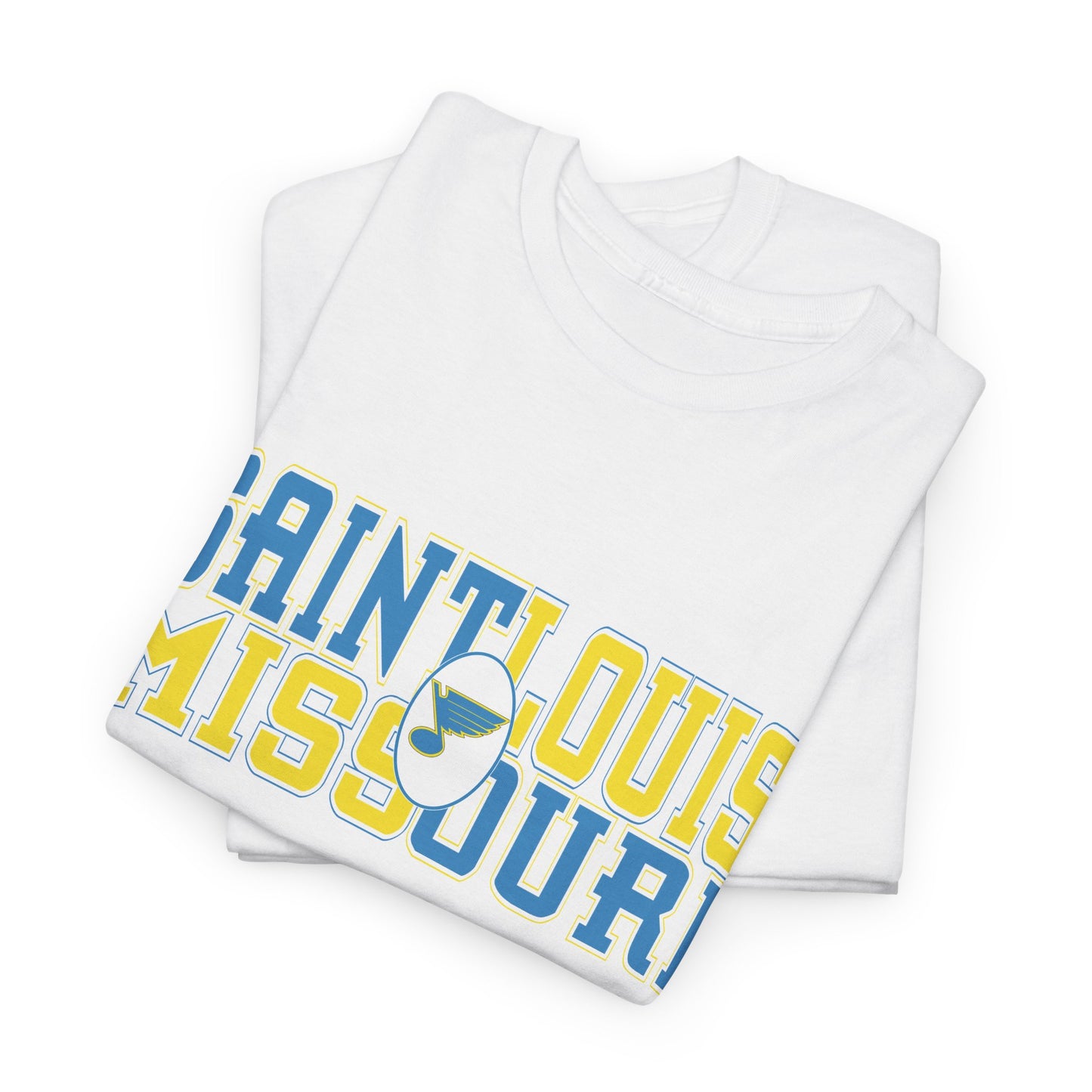Saint Louis Missouri Tee in Blue & Gold Font