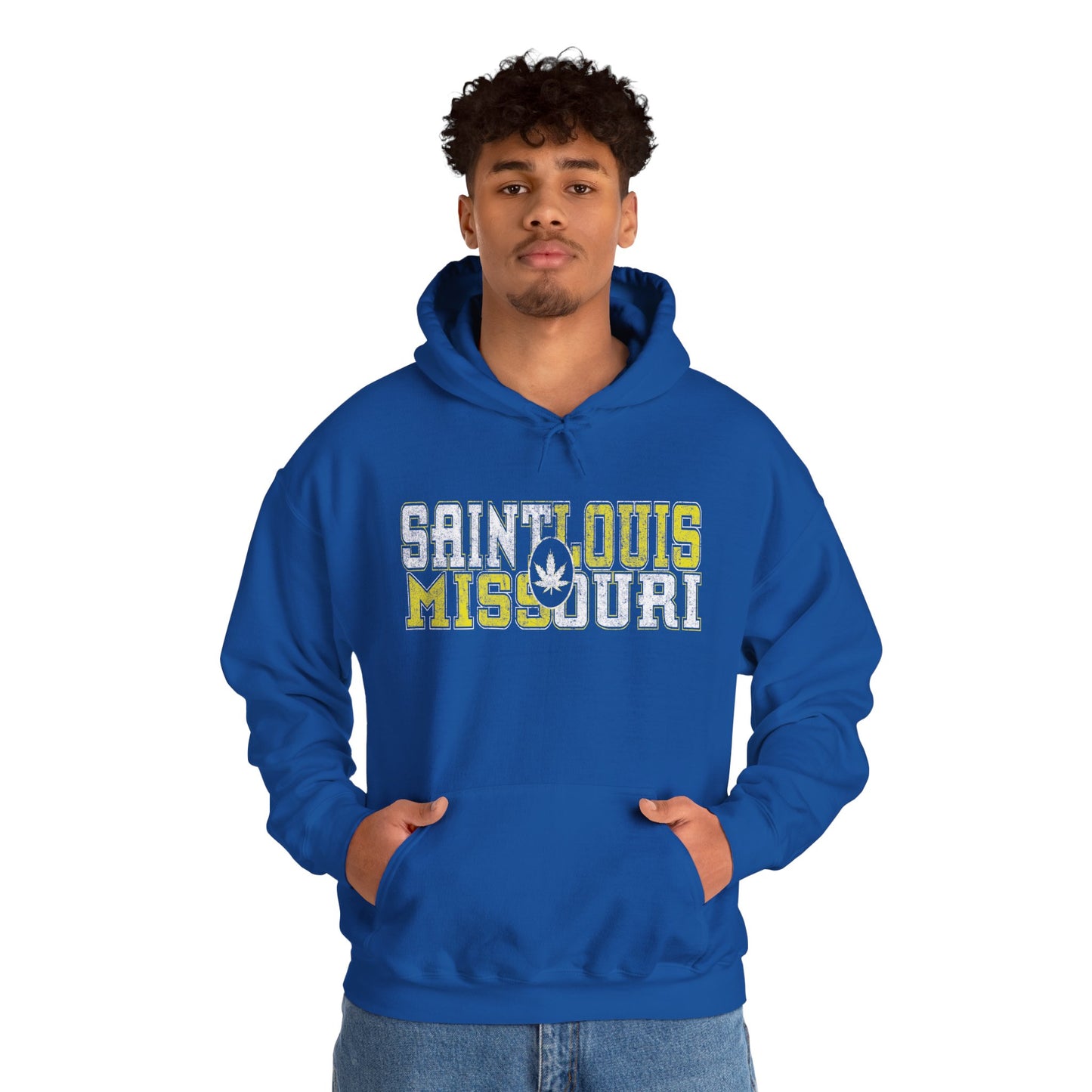 Saint Louis Missouri Hoodie – Retro Collegiate Design with Leaf Emblem