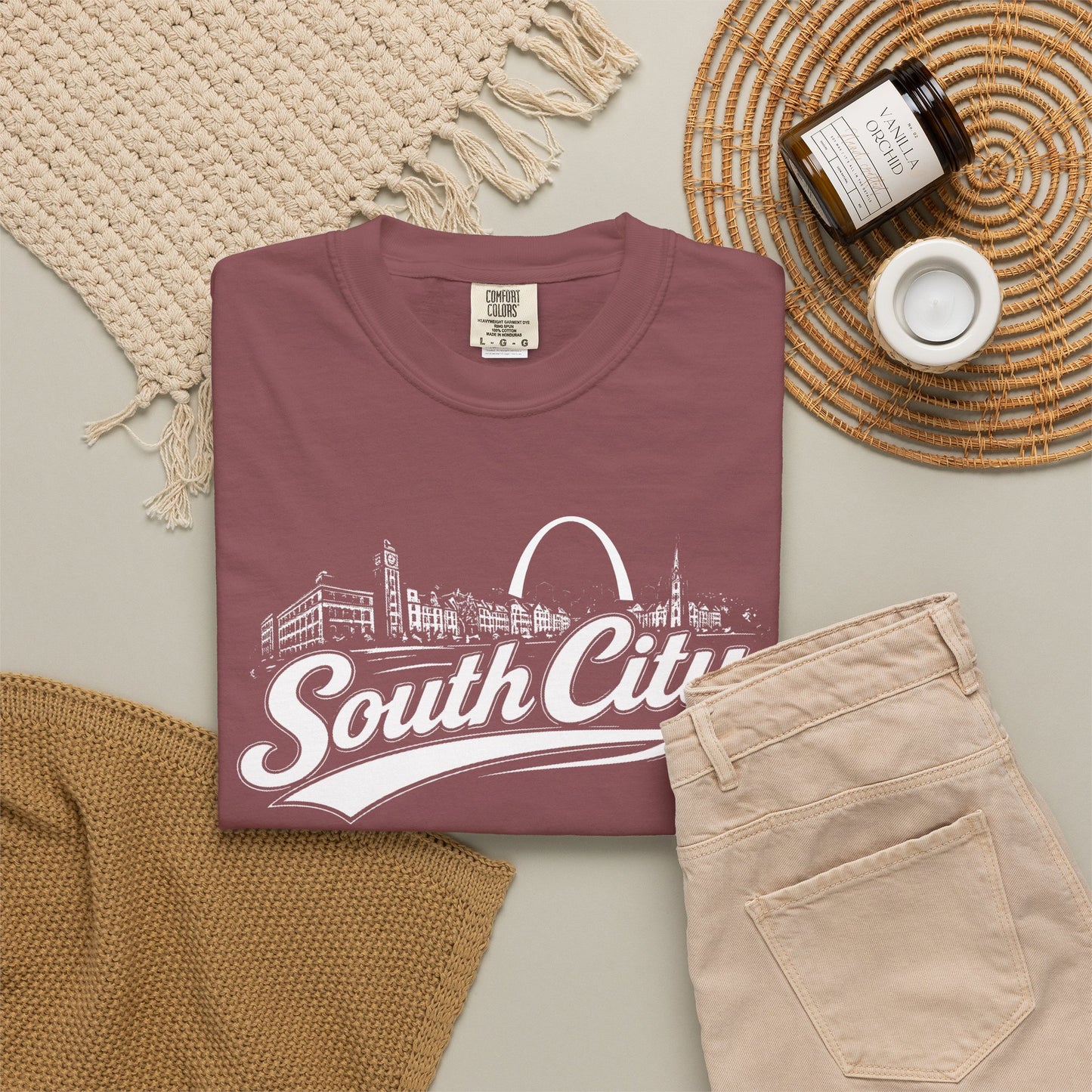 South City St. Louis Shirt Comfort Colors Tee | STL Arch Skyline Graphic | Vintage South City T‑Shirt | Saint Louis Neighborhood Apparel