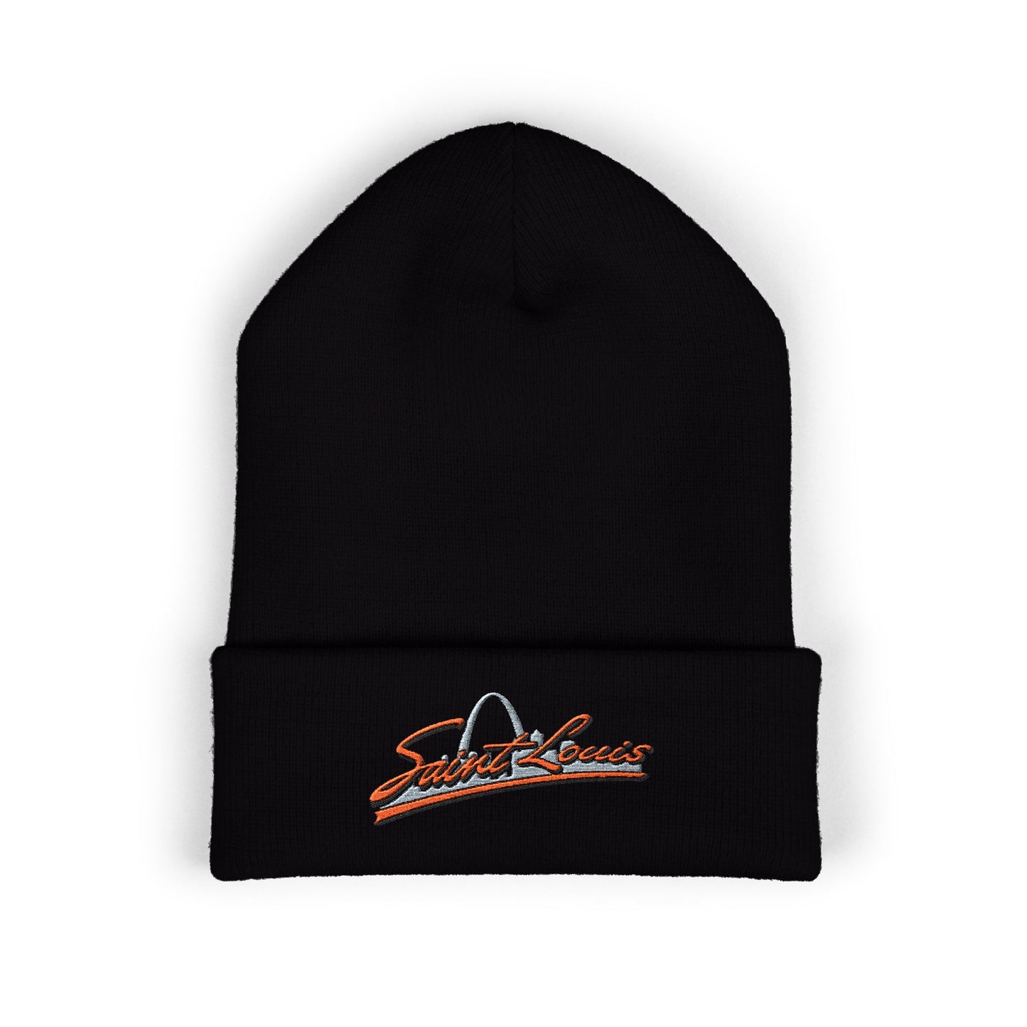 Embroidered Beanie- Saint Louis Orange Lettering
