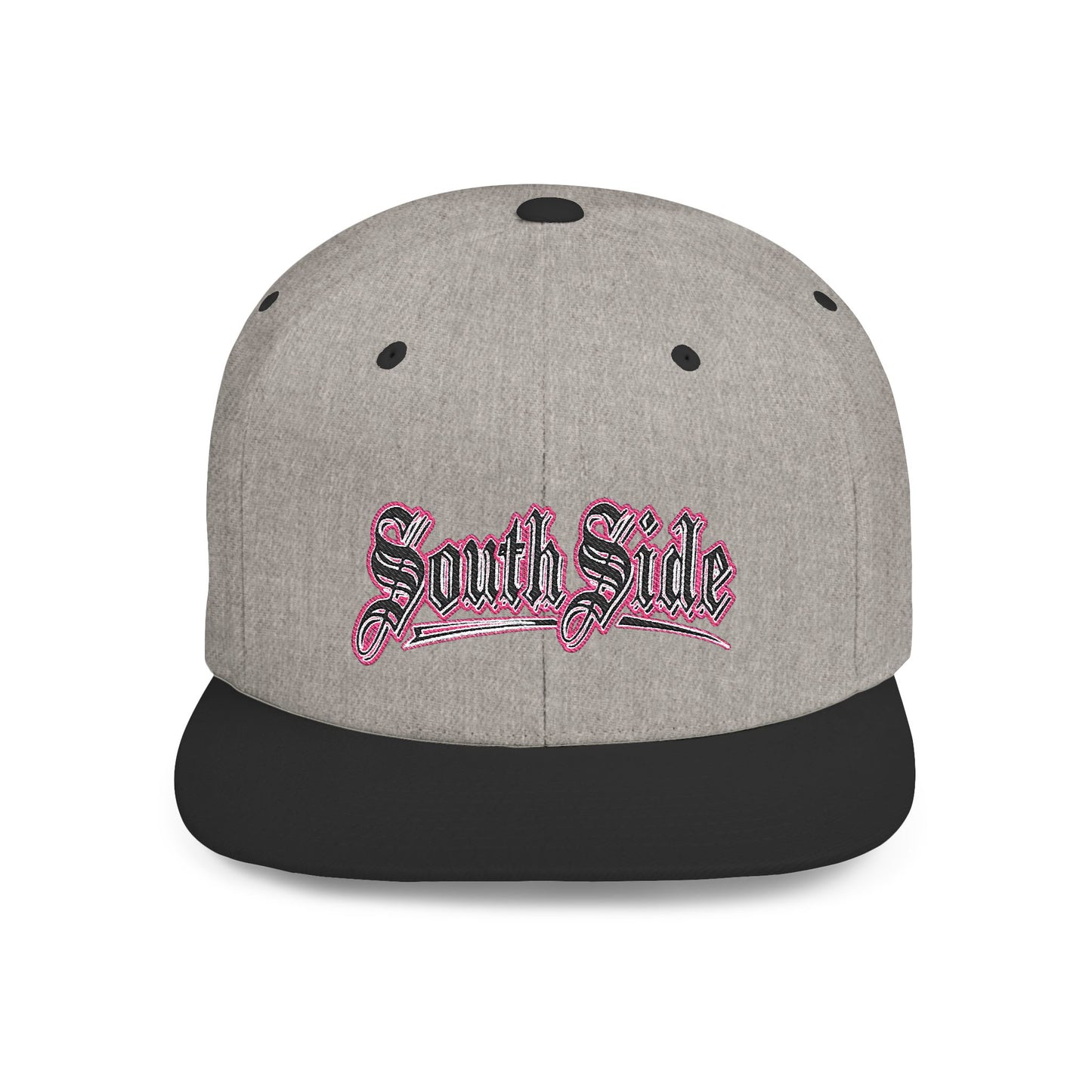 South Side Flat Bill Snapback Pink outline Printify