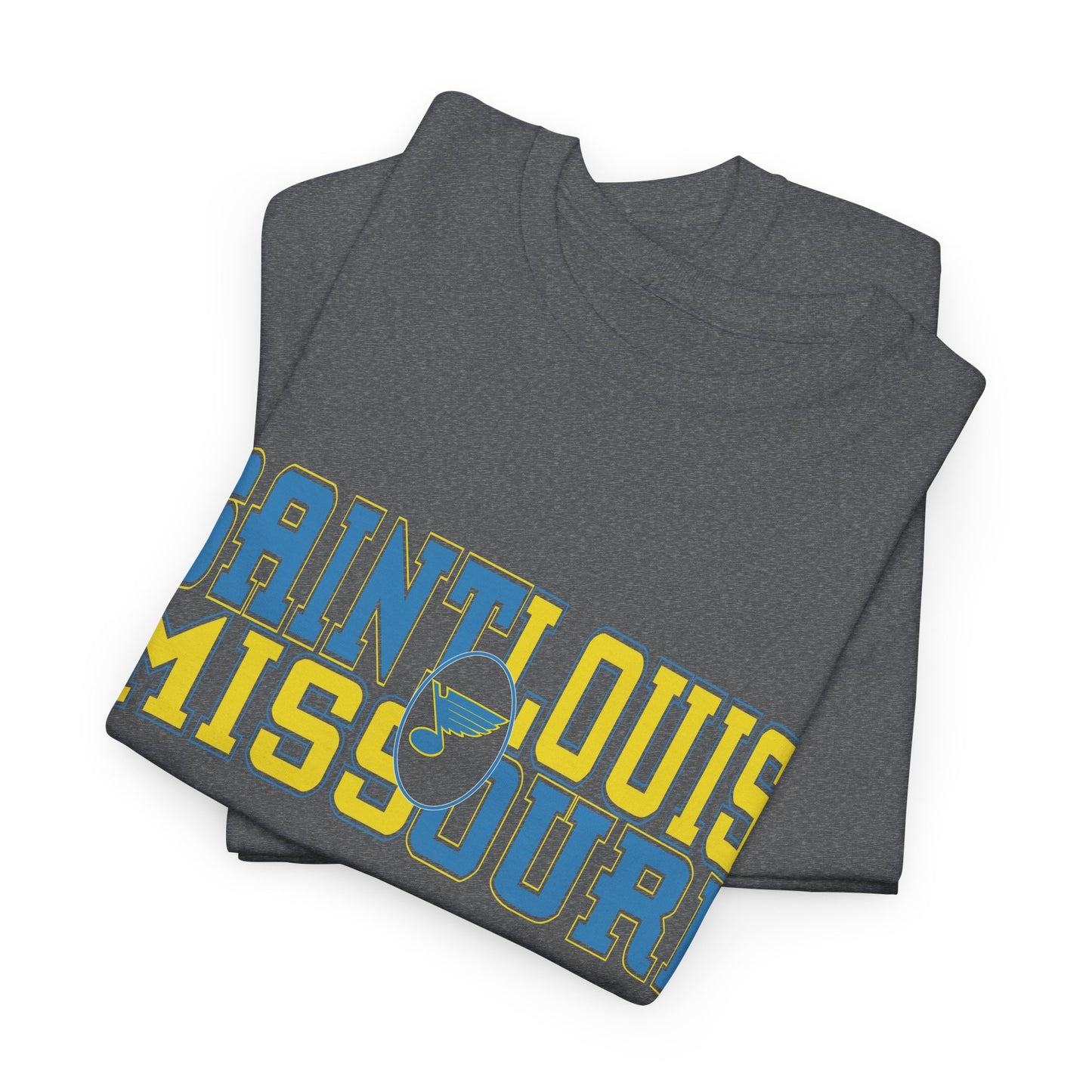 Saint Louis Missouri Tee in Blue & Gold Font