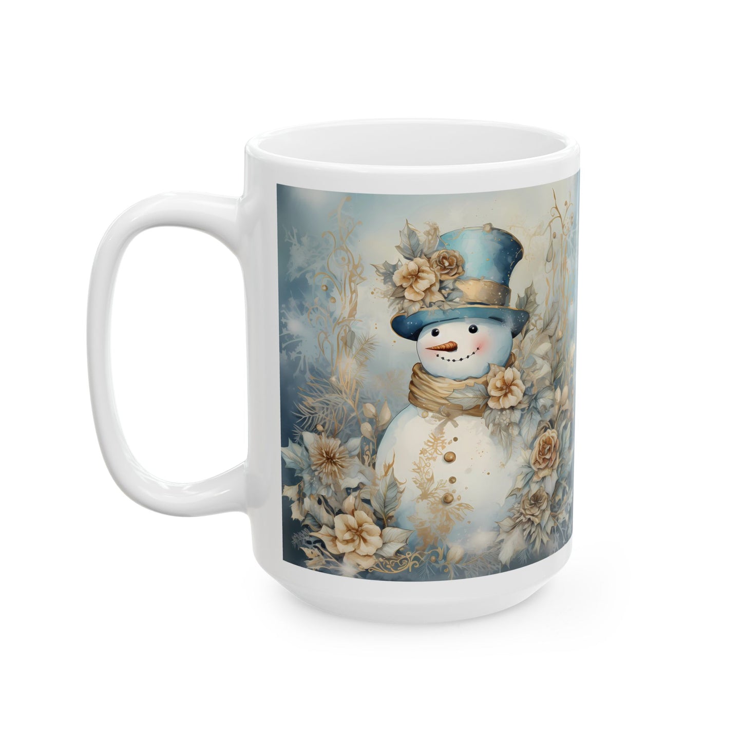 Winter Bloom Snowman Mug (11oz, 15oz)-Ceramic