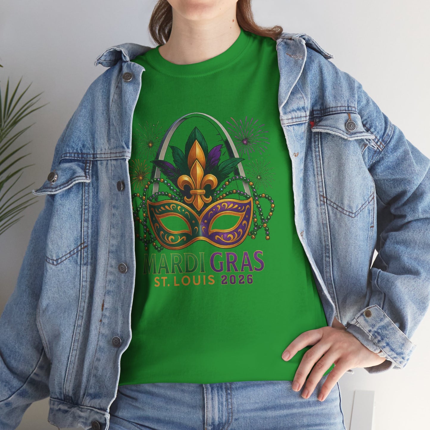 Mardi Gras Graphic T-Shirt — Festive Mask & Beads Tee