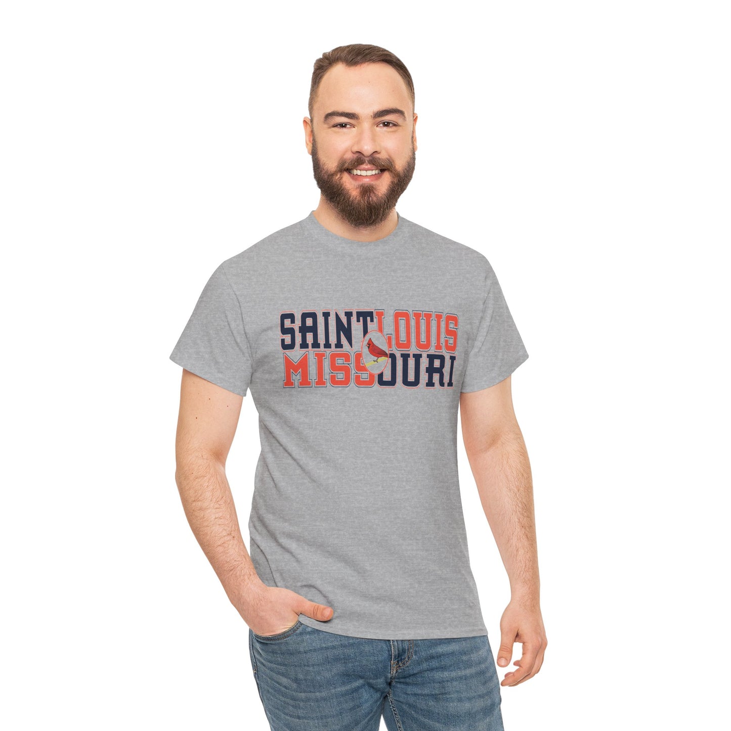 Saint Louis Tee in Red and Blue Lettering