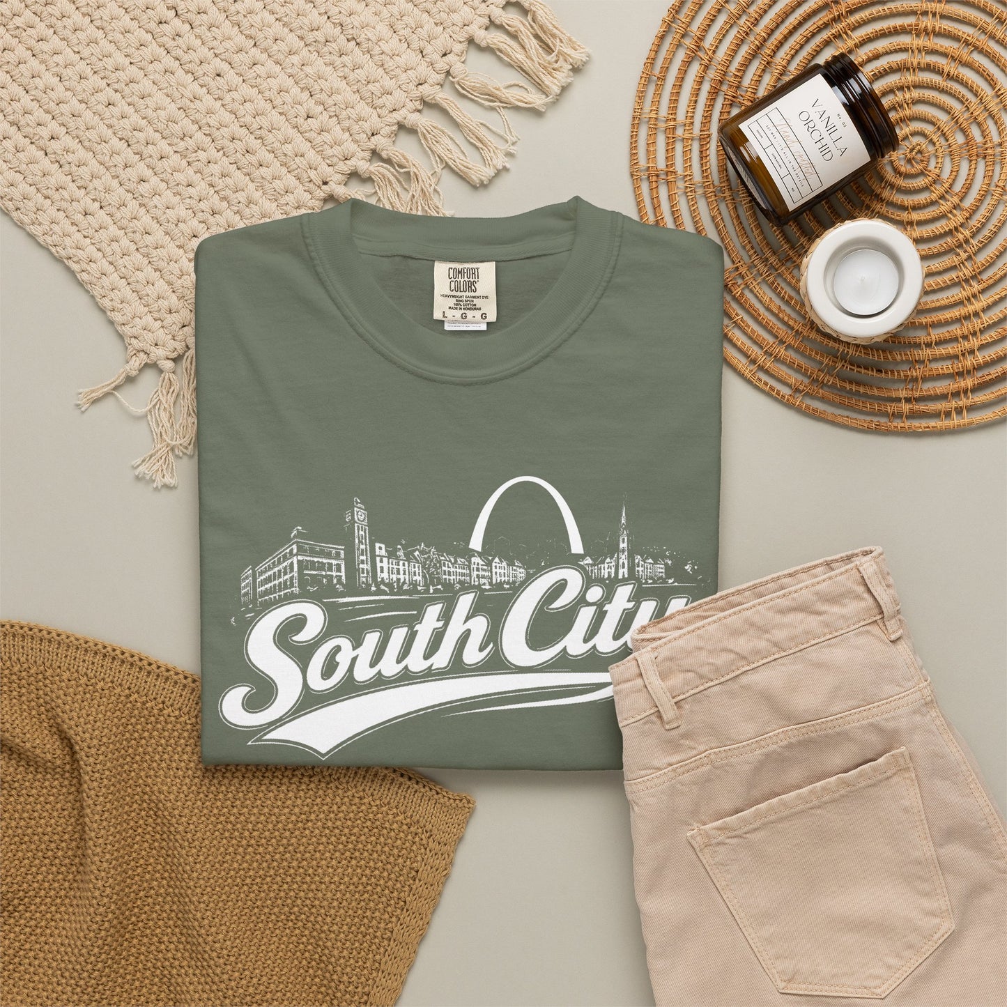 South City St. Louis Shirt Comfort Colors Tee | STL Arch Skyline Graphic | Vintage South City T‑Shirt | Saint Louis Neighborhood Apparel