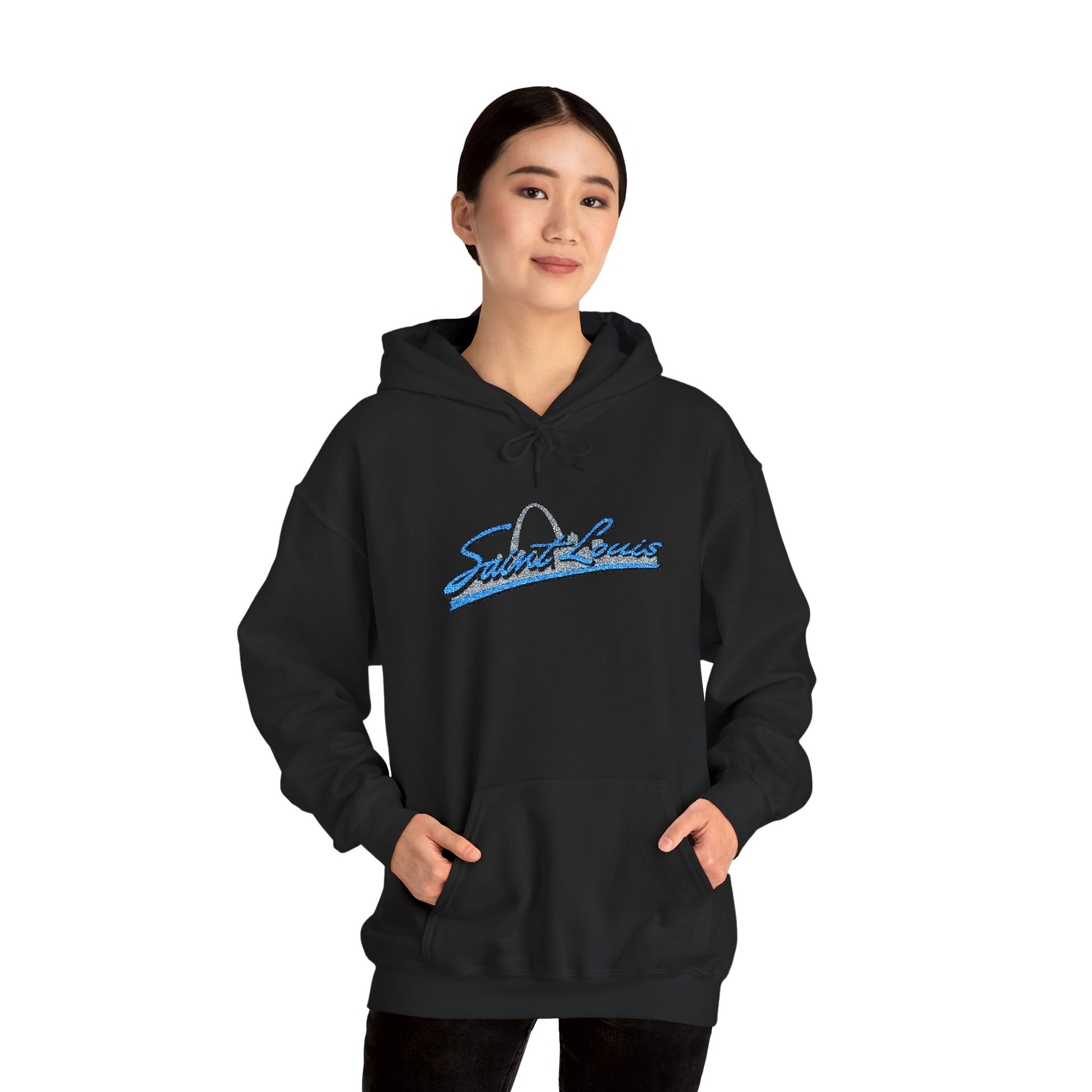 Embroidered Hoodie- Saint Louis Printify