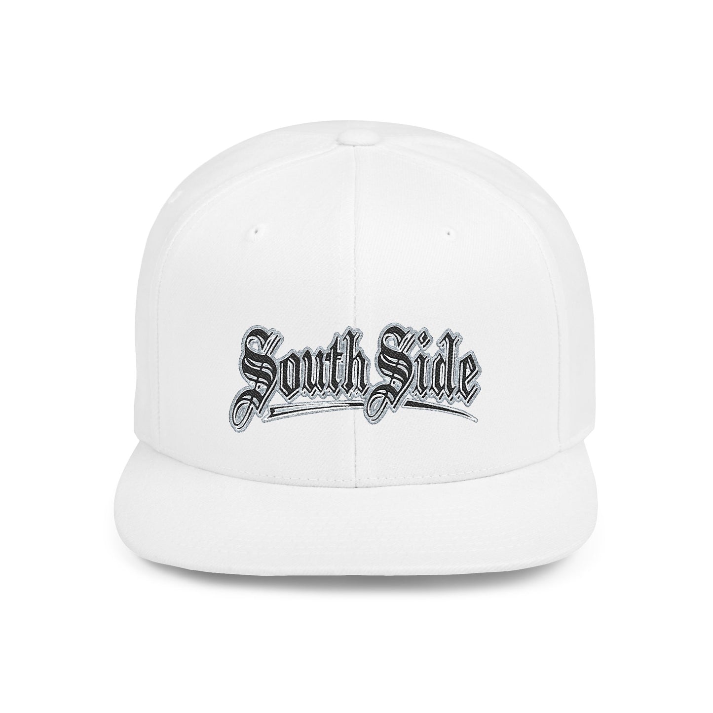 South Side Flat Bill Snapback blue outline Printify