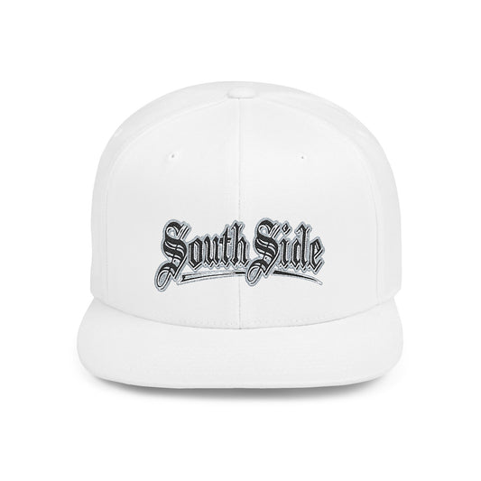 South Side Flat Bill Snapback blue outline Printify