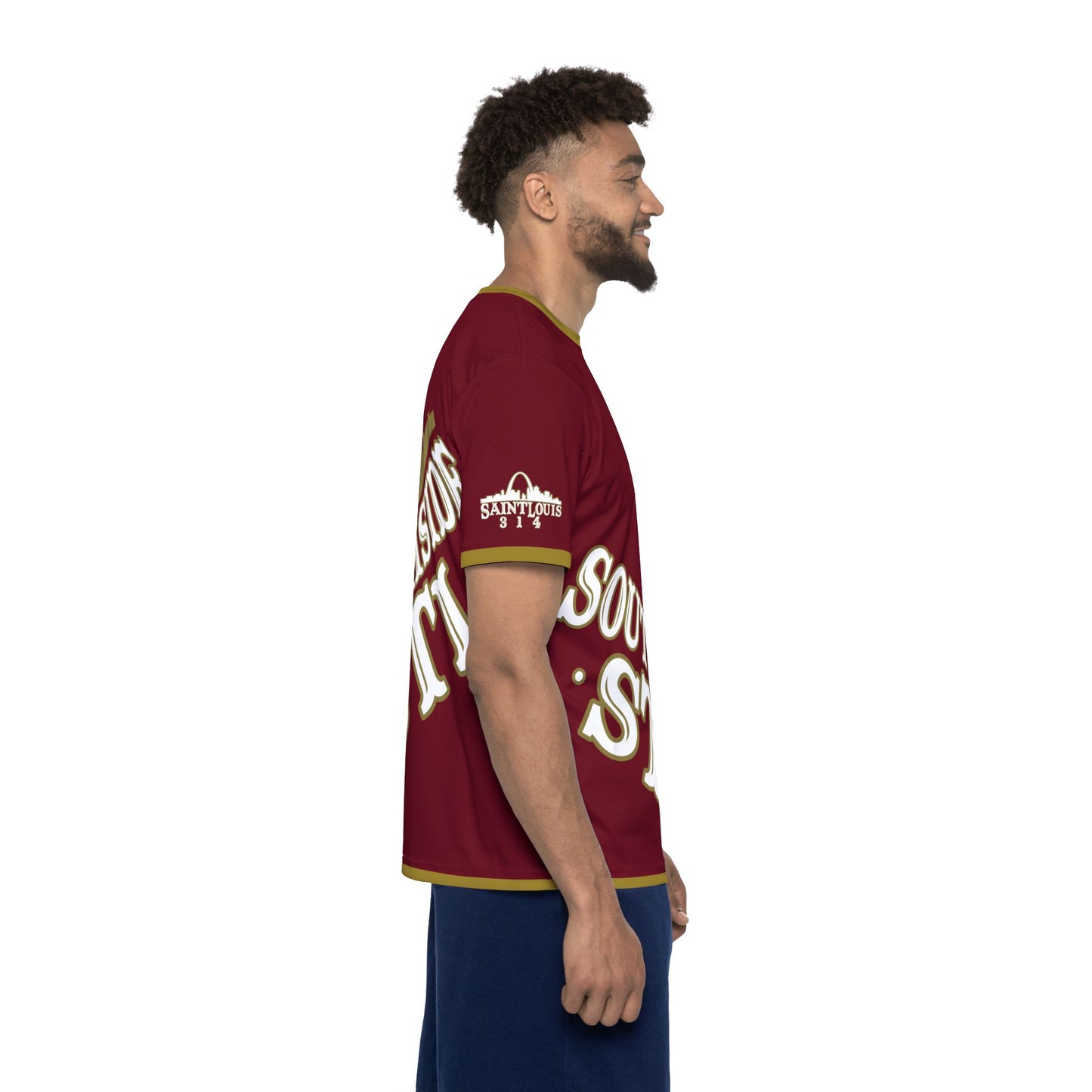 Southside STL All Over Print Sport Jersey (Burgundy)– Gold Skyline Edition