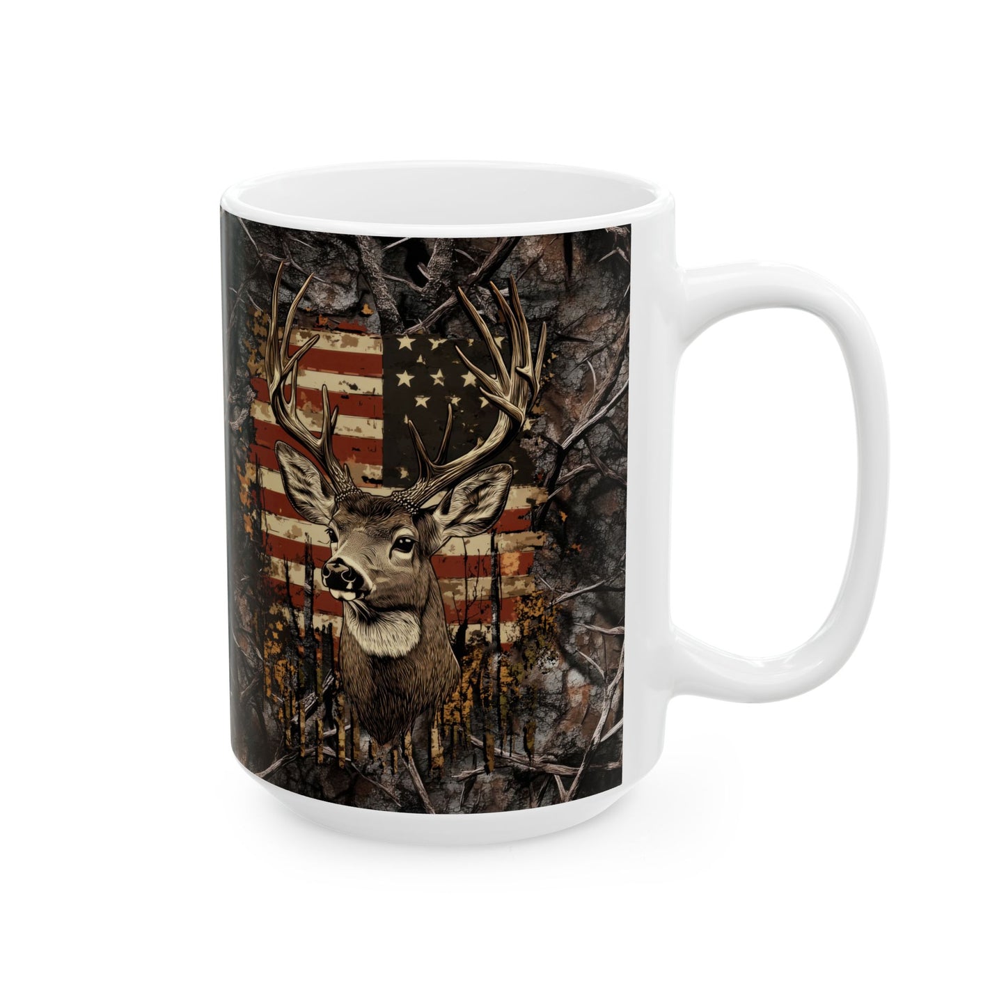 Ceramic Mug, (11oz, 15oz) American Hunter Design