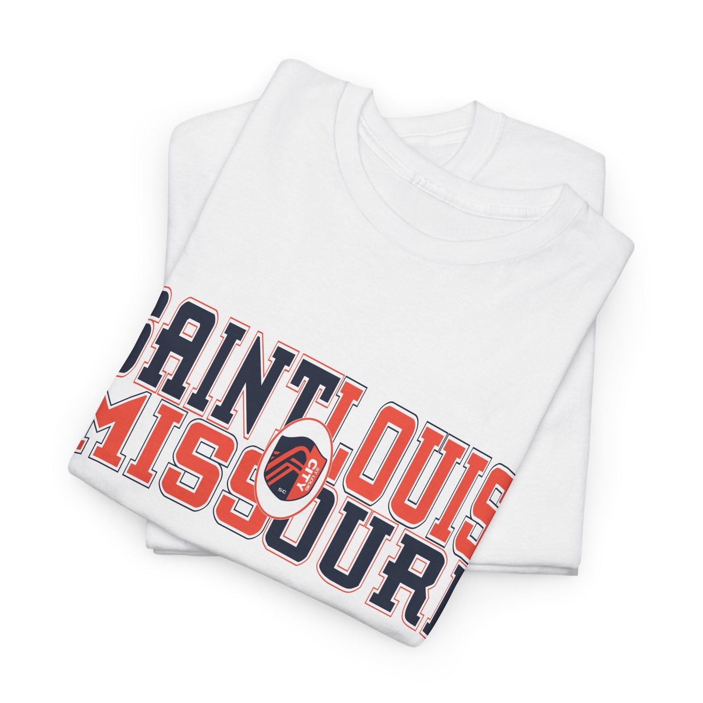 Saint Louis Missouri Tee in Blue and Red Font
