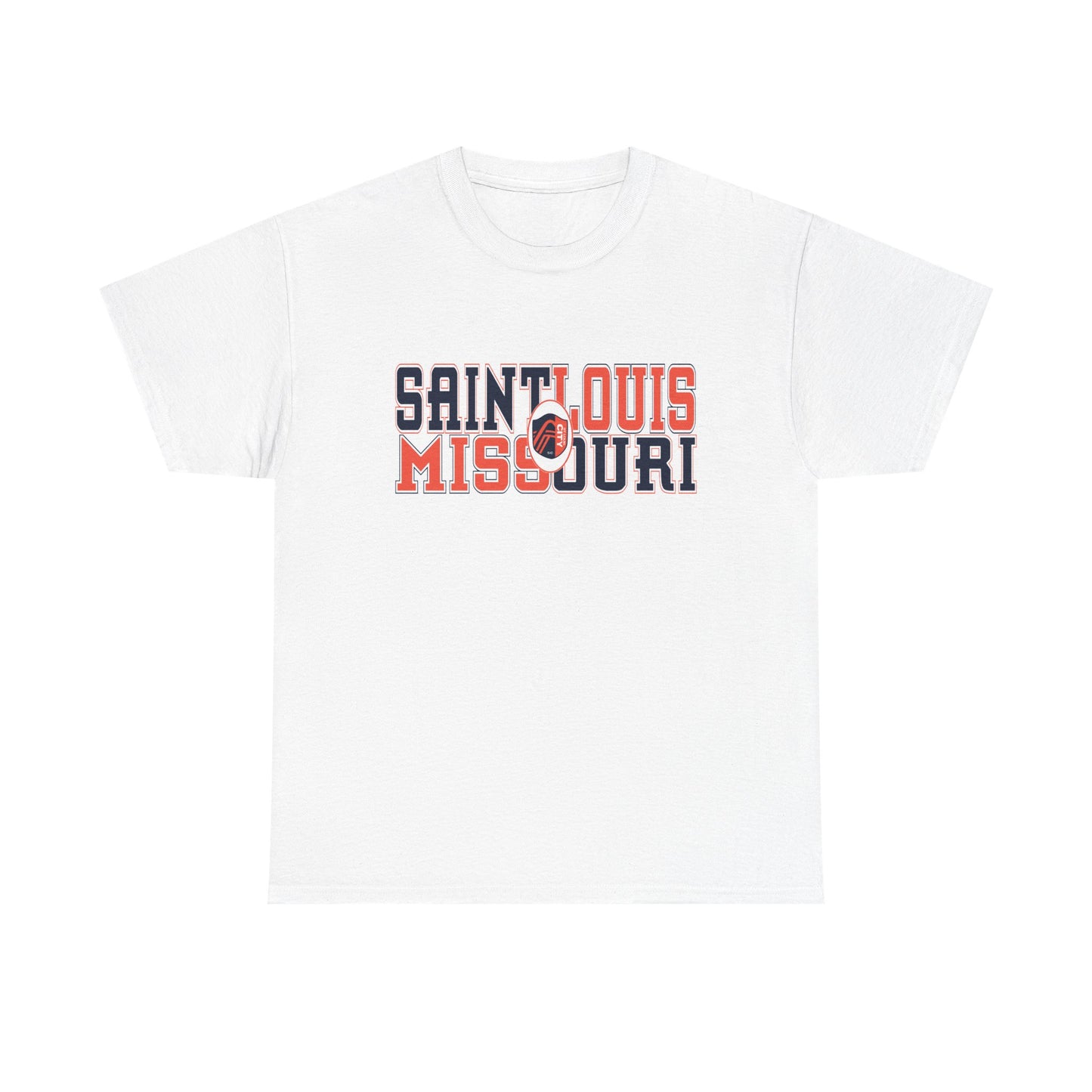 Saint Louis Missouri Tee in Blue and Red Font
